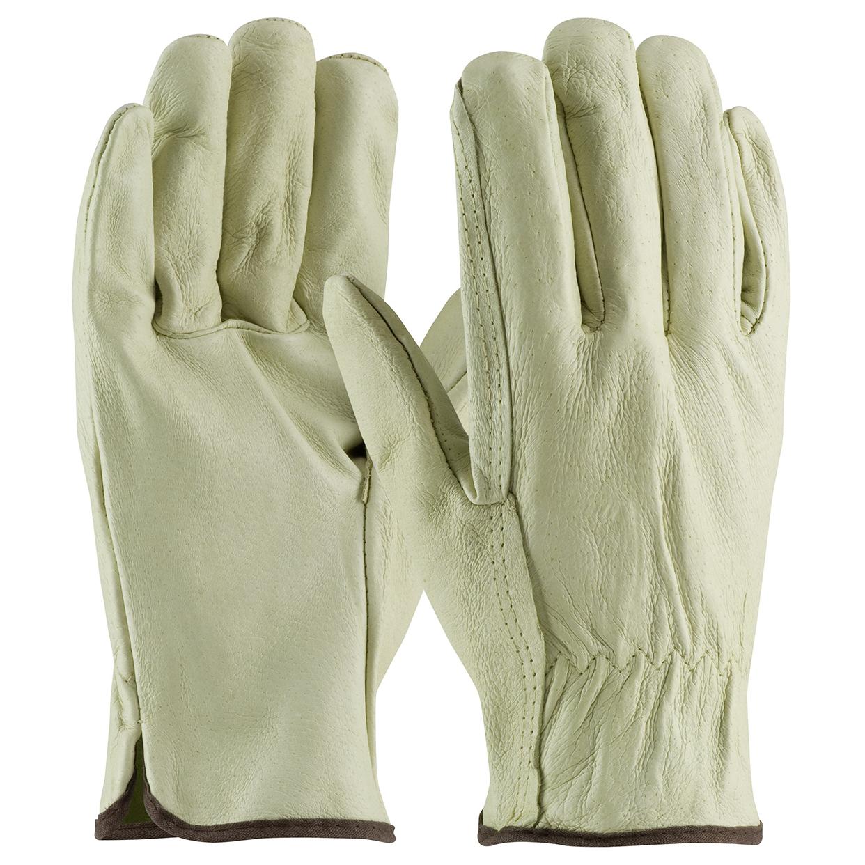 PIP® 70-300 Industrial Grade General Purpose Gloves, Drivers, Top Grain Pigskin Leather Palm, Top Grain Pigskin Leather, Natural, Slip-On Cuff, Uncoated Coating, Resists: Moisture, Unlined Lining, Straight Thumb